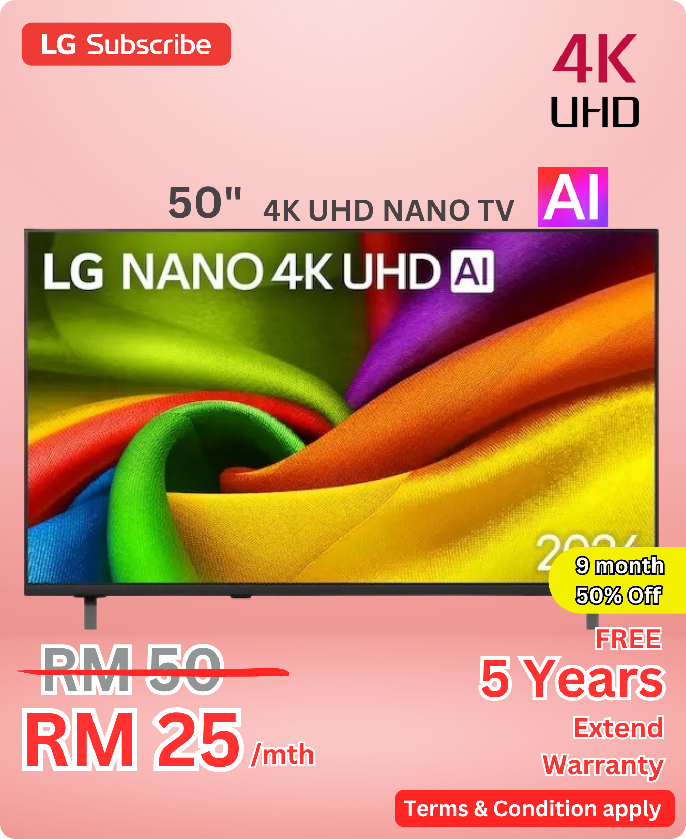 LG NANO 4K UHD Smart TV 50 inch AI