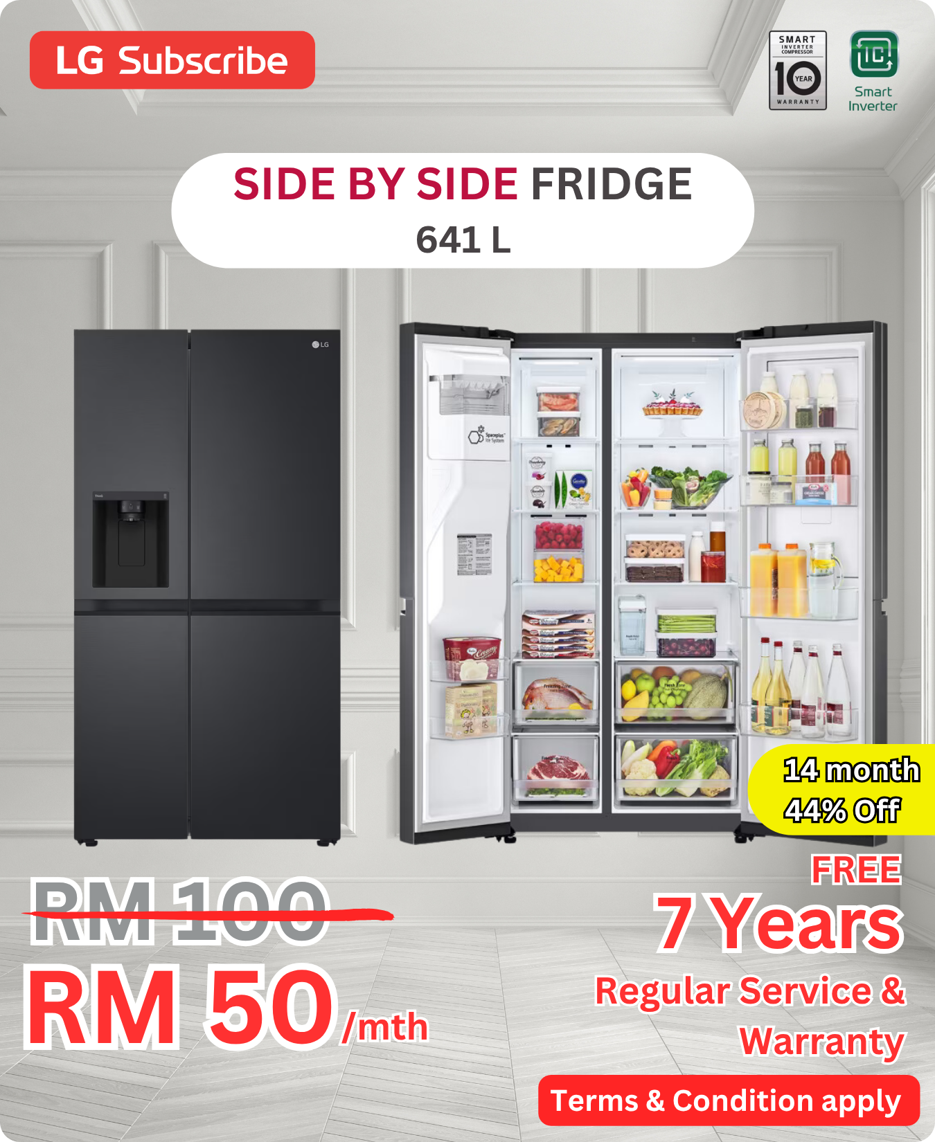LG Side By Side Fridge 641L