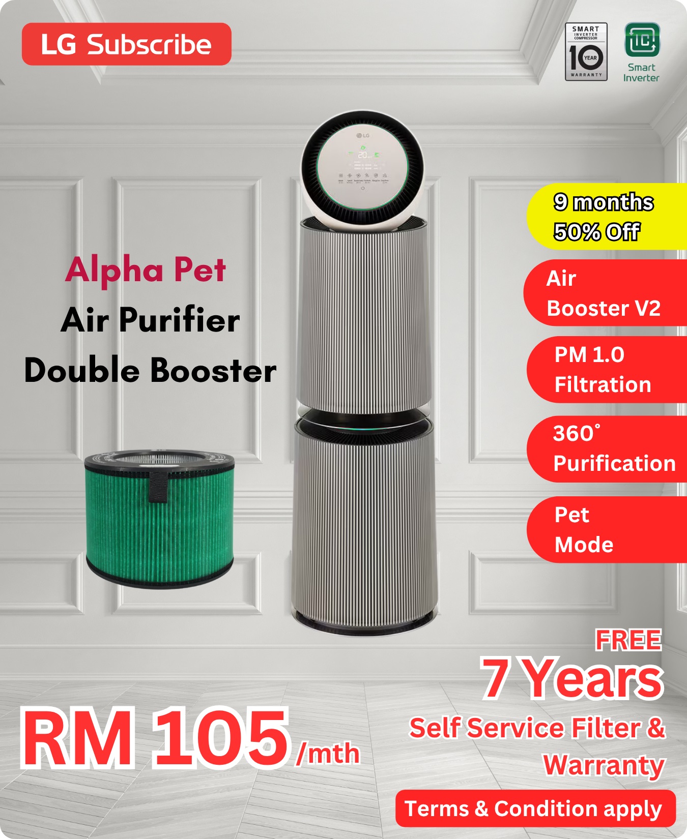 LG Alpha Pet Air Purifier Double Booster