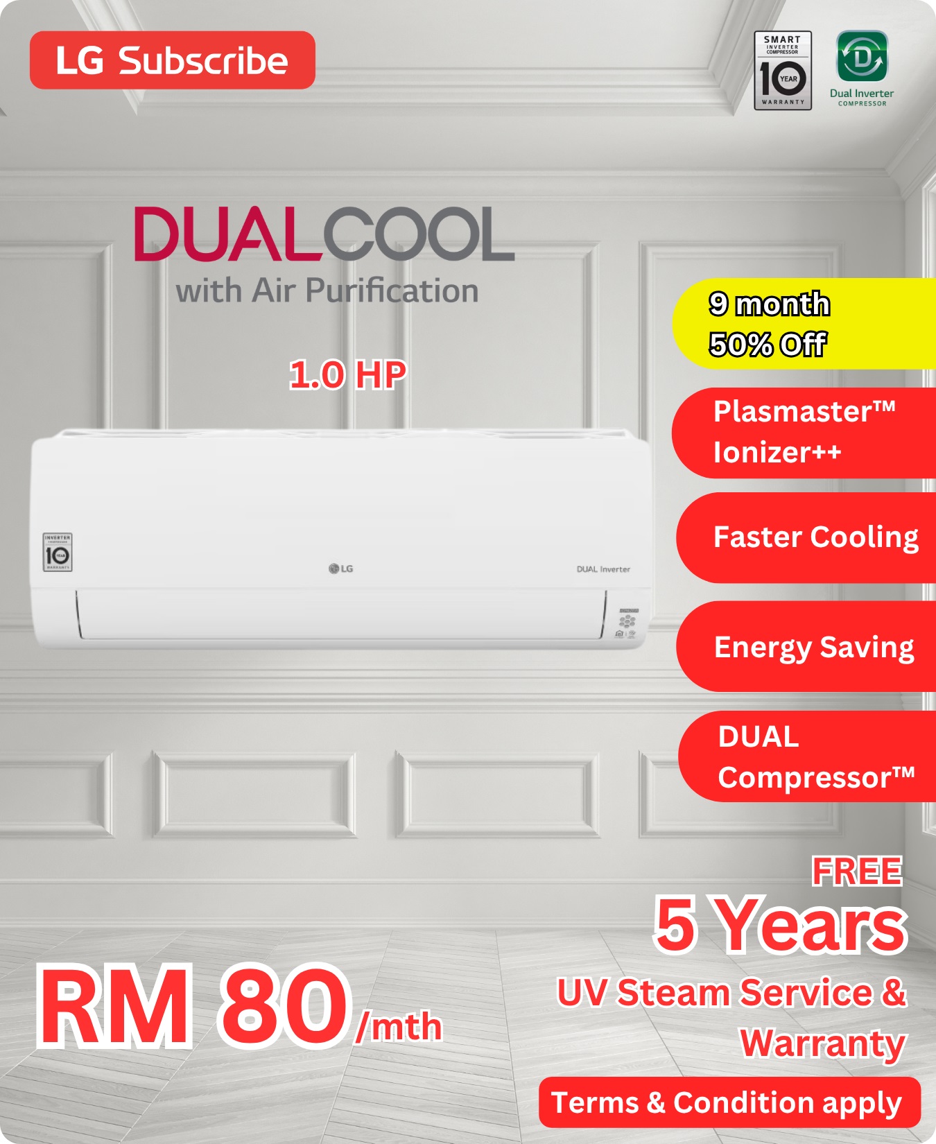 LG DUALCOOL 1.0 HP Air Conditioner