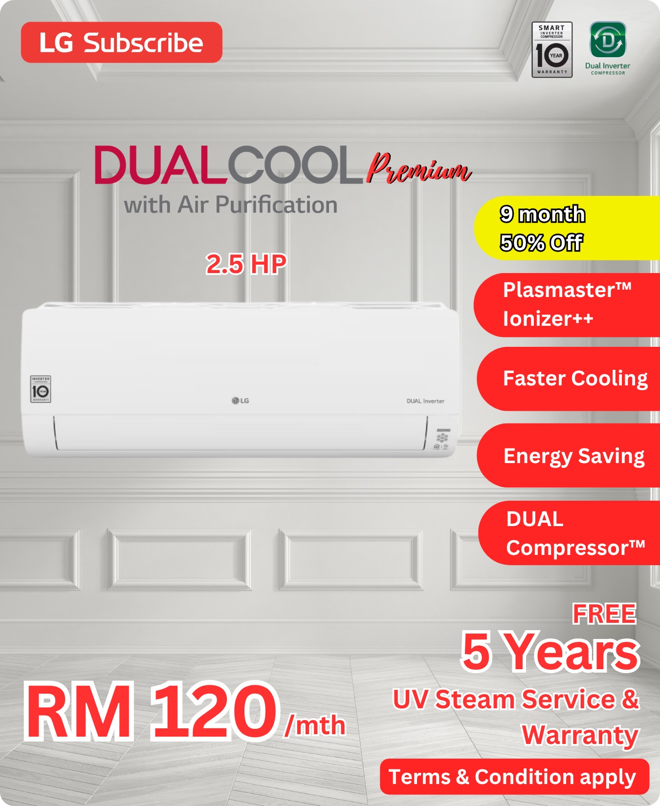 LG DUALCOOL Premium 2.5 HP Air Conditioner