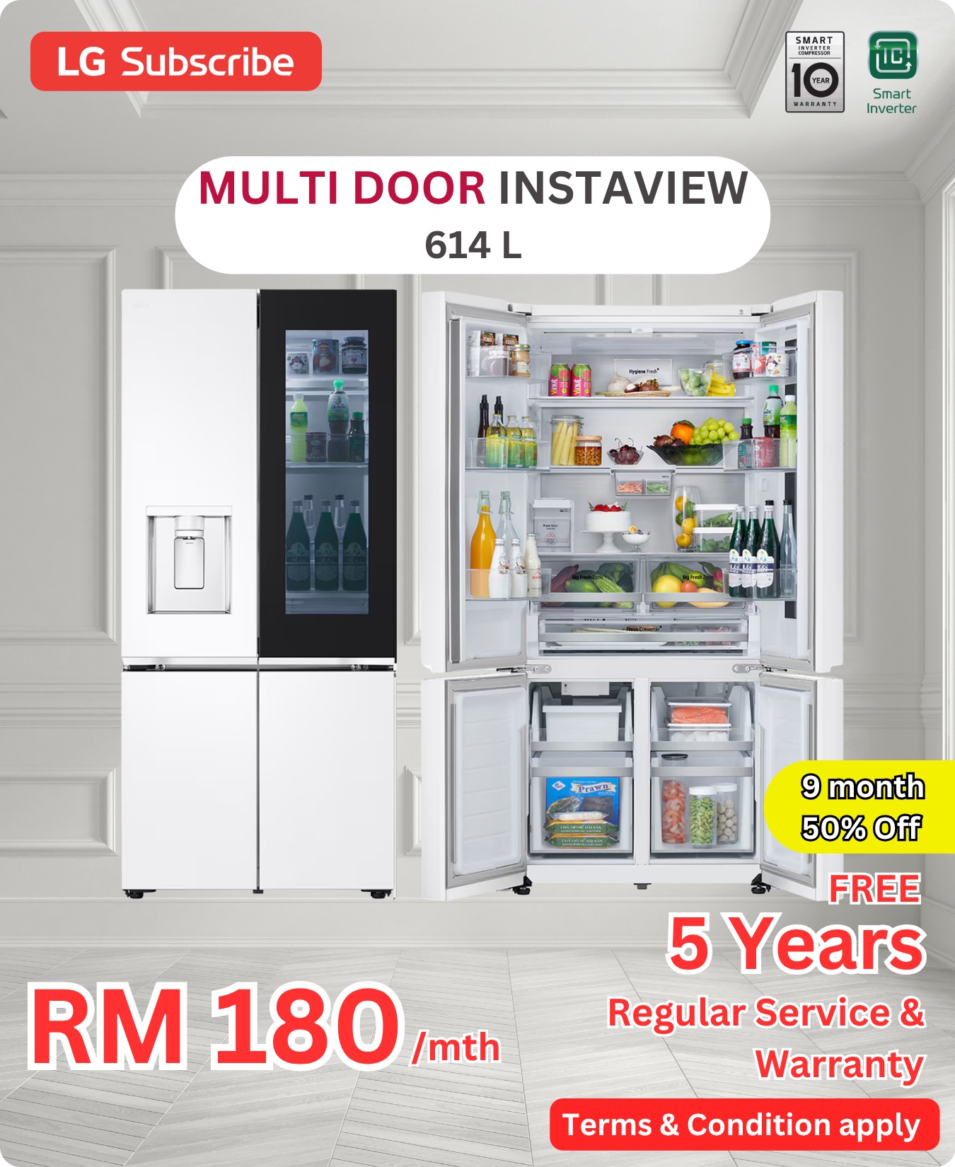LG Multi Door InstaView Fridge 614L