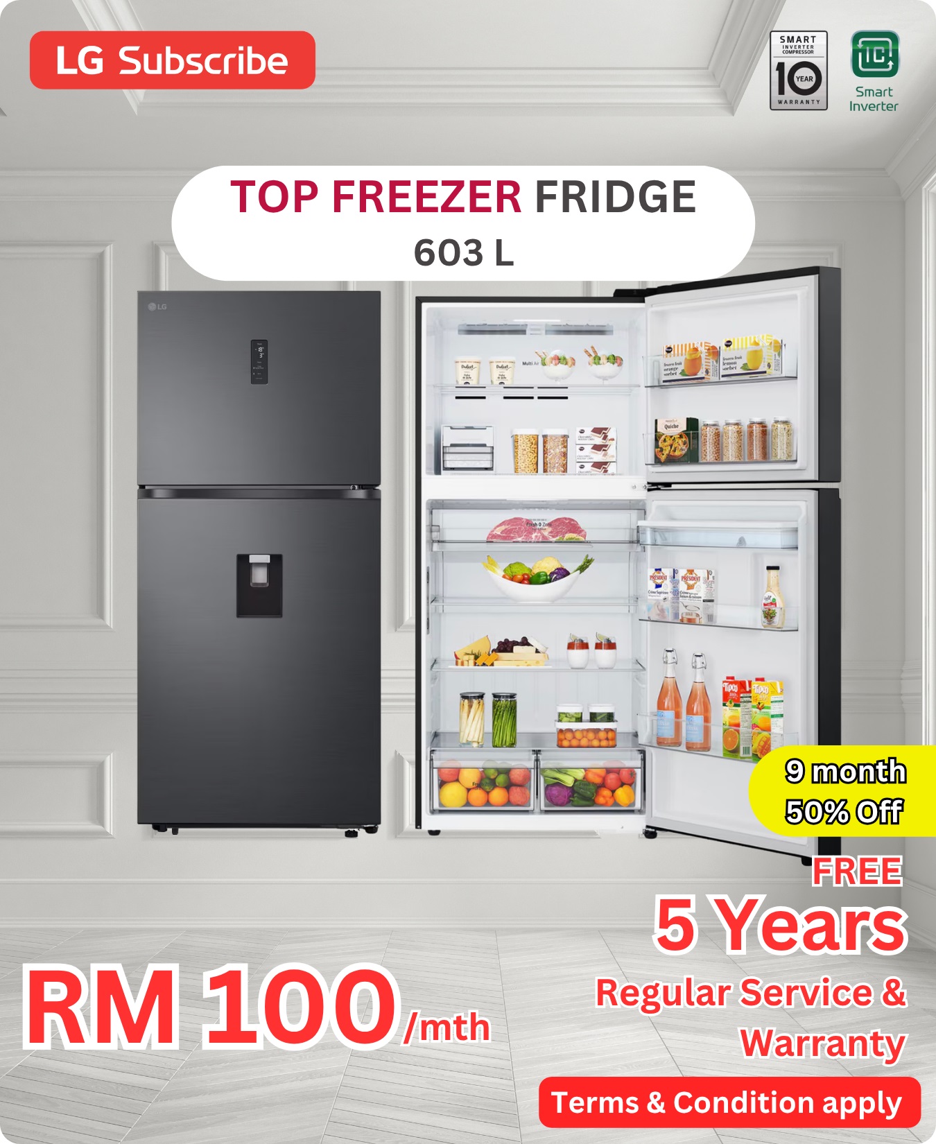 LG Top Freezer Fridge 603L