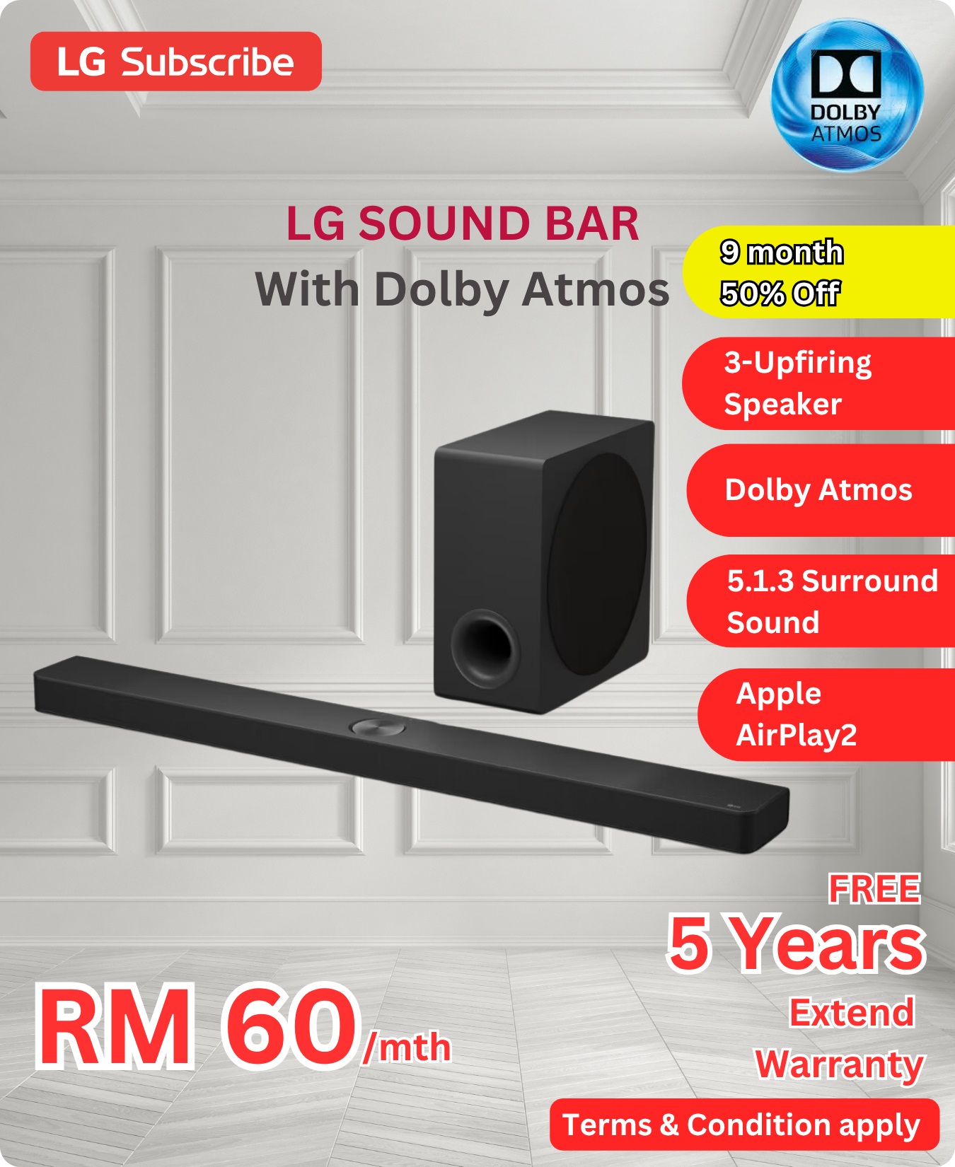 LG Sound Bar with Dolby Atmos