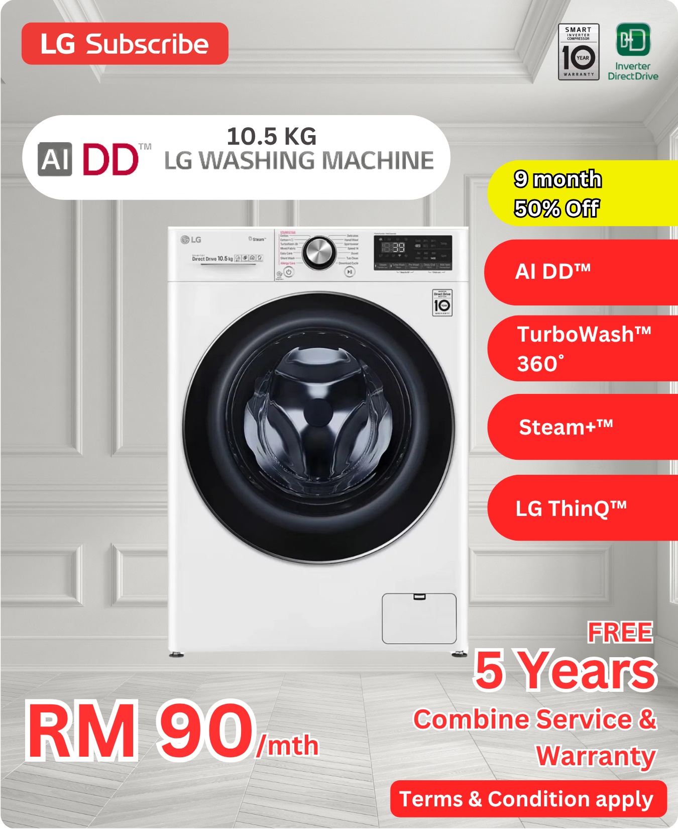 LG AI DD Washing Machine 10.5KG
