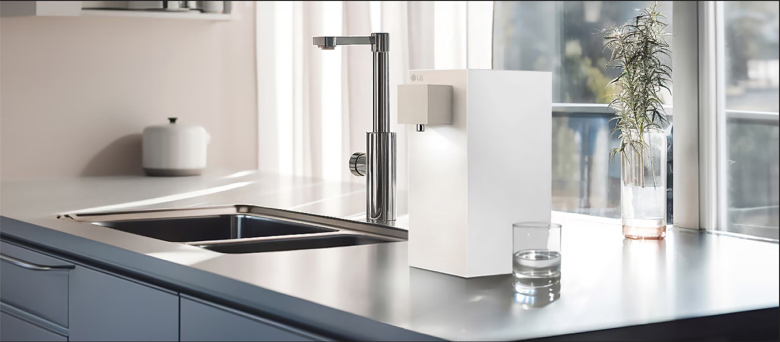 LG Water Purifier by kitchen sink